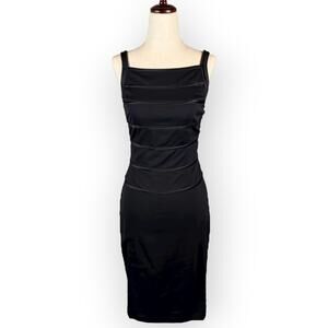 White House Black Market Black Square Neck Women's Bodycon Midi Dress Size 4